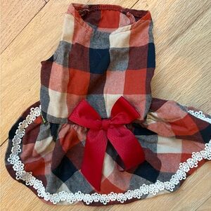 Plaid Dress with Red Bow